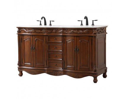 Elegant Windsor 60" Wide Double Vanity Set - Teak (VF-1049TK)