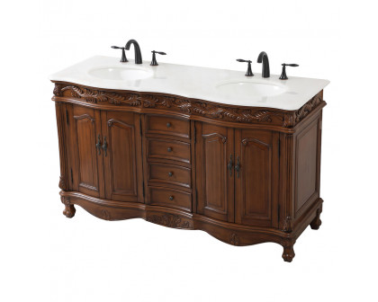 Elegant Windsor 60" Wide Double Vanity Set - Teak (VF-1049TK)