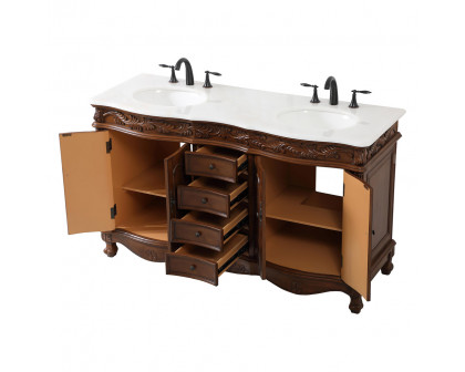 Elegant Windsor 60" Wide Double Vanity Set - Teak (VF-1049TK)