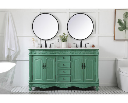 Elegant Windsor 60" Wide Double Vanity Set - Vintage Mint (VF-1049VM)