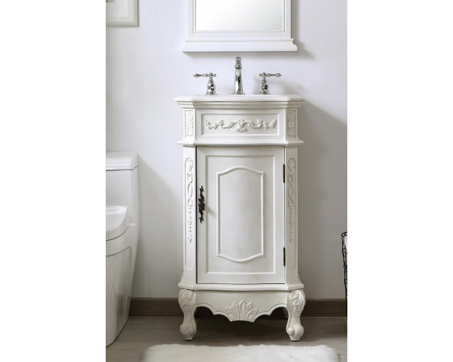 Elegant Danville Vanity Sink Set - Antique White, L 19" (VF10119AW)