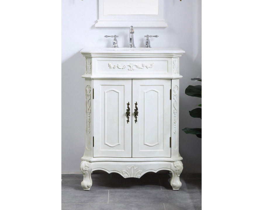 Elegant Danville Vanity Sink Set - Antique White, L 27" (VF10127AW)