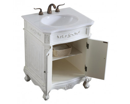 Elegant Danville Vanity Sink Set - Antique White, L 27" (VF10127AW)