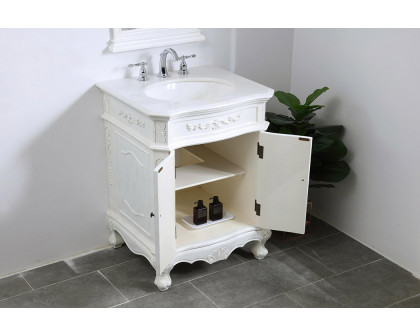 Elegant Danville Vanity Sink Set - Antique White, L 27" (VF10127AW)