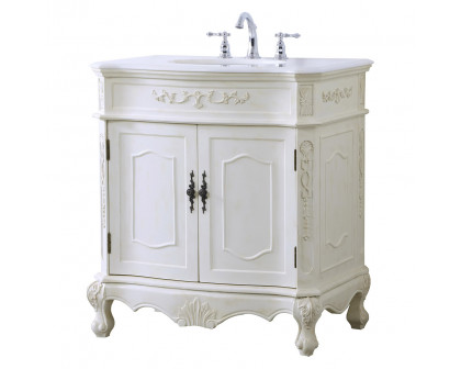 Elegant Danville Vanity Sink Set - Antique White, L 32" (VF10132AW)