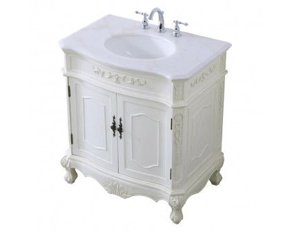 Elegant Danville Vanity Sink Set - Antique White, L 32" (VF10132AW)