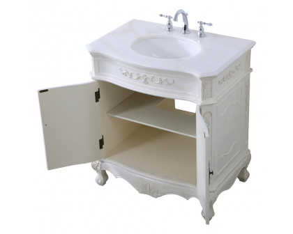 Elegant Danville Vanity Sink Set - Antique White, L 32" (VF10132AW)