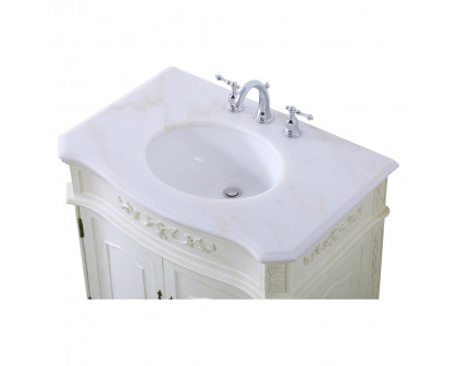 Elegant Danville Vanity Sink Set - Antique White, L 32" (VF10132AW)