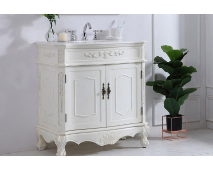 Elegant Danville Vanity Sink Set - Antique White, L 32" (VF10132AW)