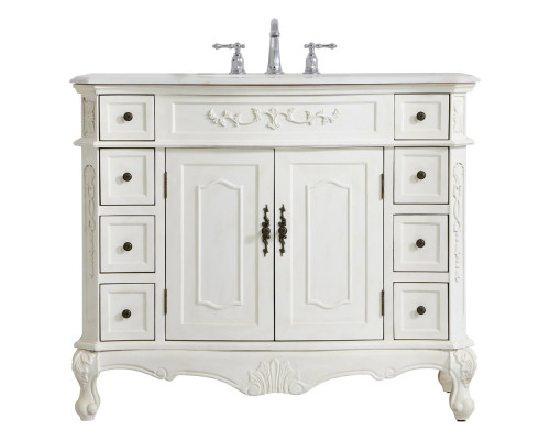 Elegant Danville Wide Vanity Set - Antique White, L 42" (VF10142AW)