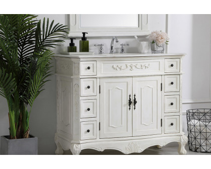 Elegant Danville Wide Vanity Set - Antique White, L 42" (VF10142AW)