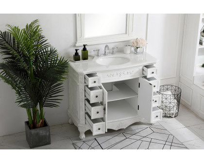 Elegant Danville Wide Vanity Set - Antique White, L 42" (VF10142AW)