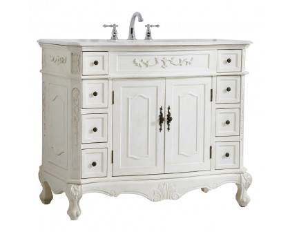 Elegant Danville Wide Vanity Set - Antique White, L 42" (VF10142AW)