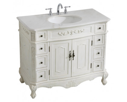 Elegant Danville Wide Vanity Set - Antique White, L 42" (VF10142AW)