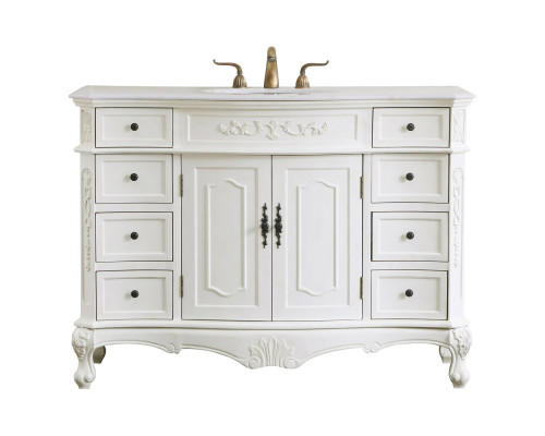 Elegant Danville Wide Vanity Set - Antique White, L 48" (VF10148AW)