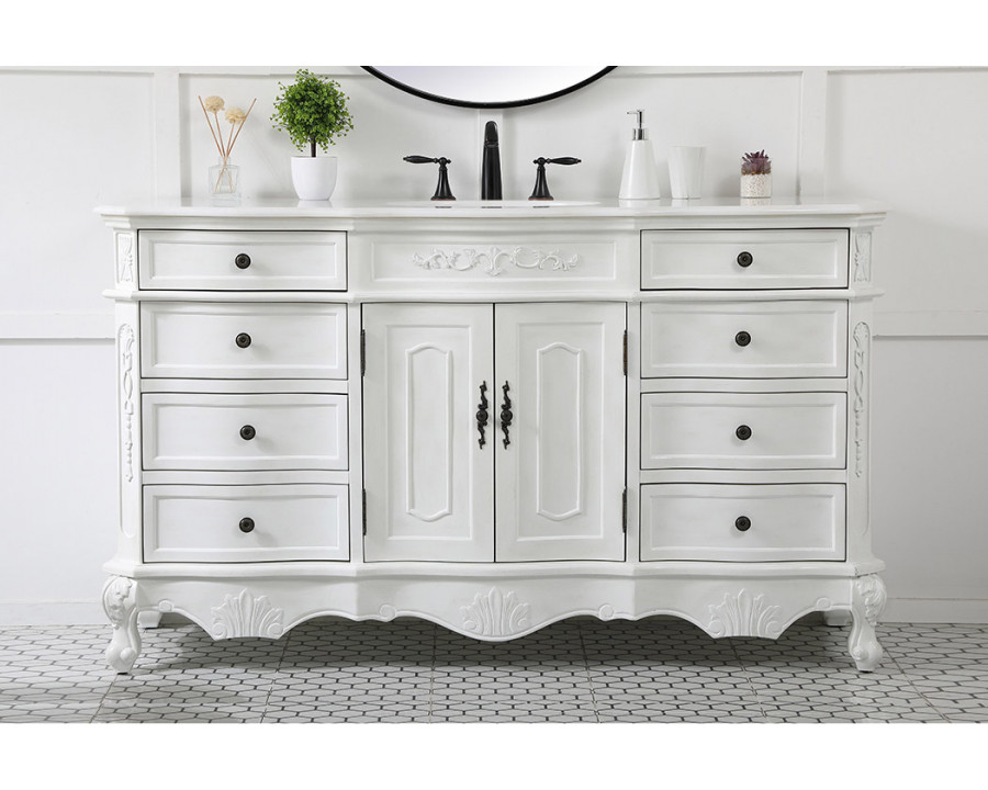 Elegant Danville Single Vanity Sink Set - Antique White (VF10160AW)