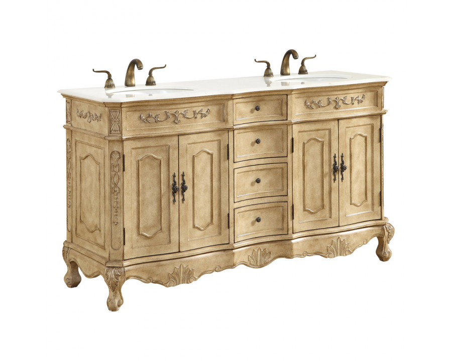 Elegant Danville Double Vanity Sink Set - Antique Beige (VF10160DAB)