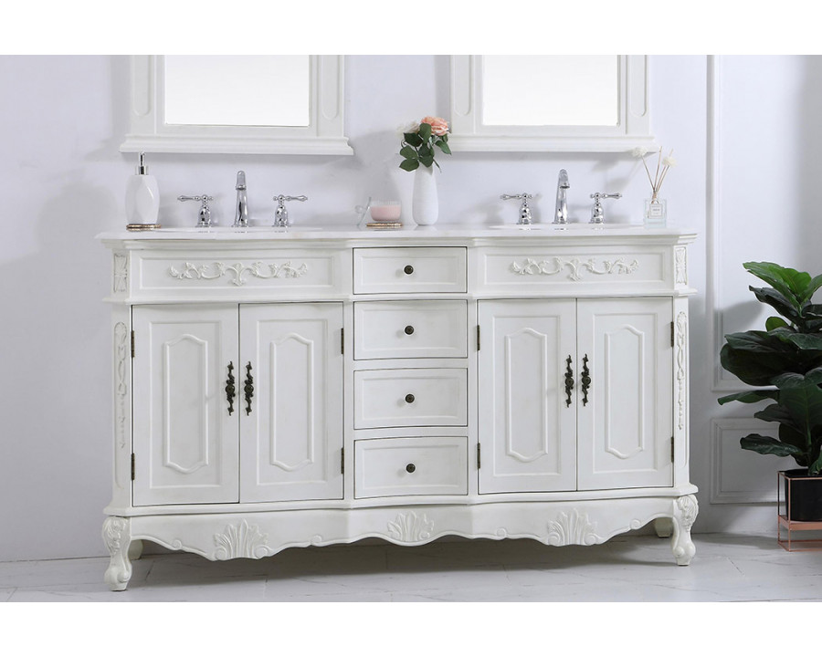 Elegant Danville Double Vanity Sink Set - Antique White (VF10160DAW)