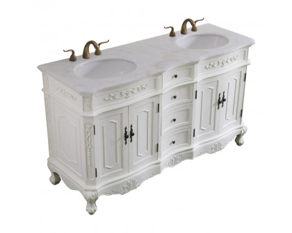 Elegant Danville Double Vanity Sink Set - Antique White (VF10160DAW)