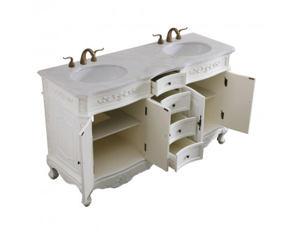 Elegant Danville Double Vanity Sink Set - Antique White (VF10160DAW)