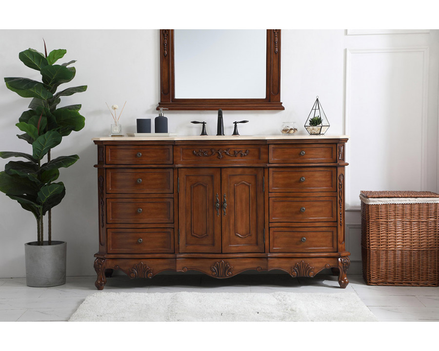 Elegant Danville Single Vanity Sink Set - Teak (VF10160TK)