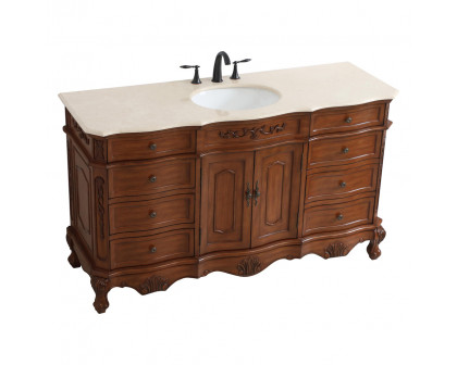 Elegant Danville Single Vanity Sink Set - Teak (VF10160TK)