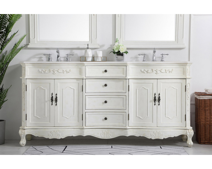 Elegant Danville Double Vanity Sink Set - Antique White (VF10172DAW)