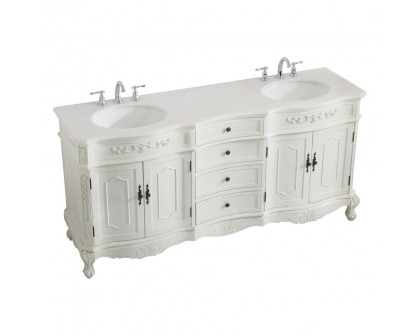 Elegant Danville Double Vanity Sink Set - Antique White (VF10172DAW)