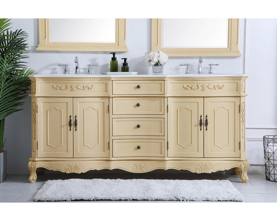 Elegant Danville Double Vanity Sink Set - Light Antique Beige (VF10172DLT)