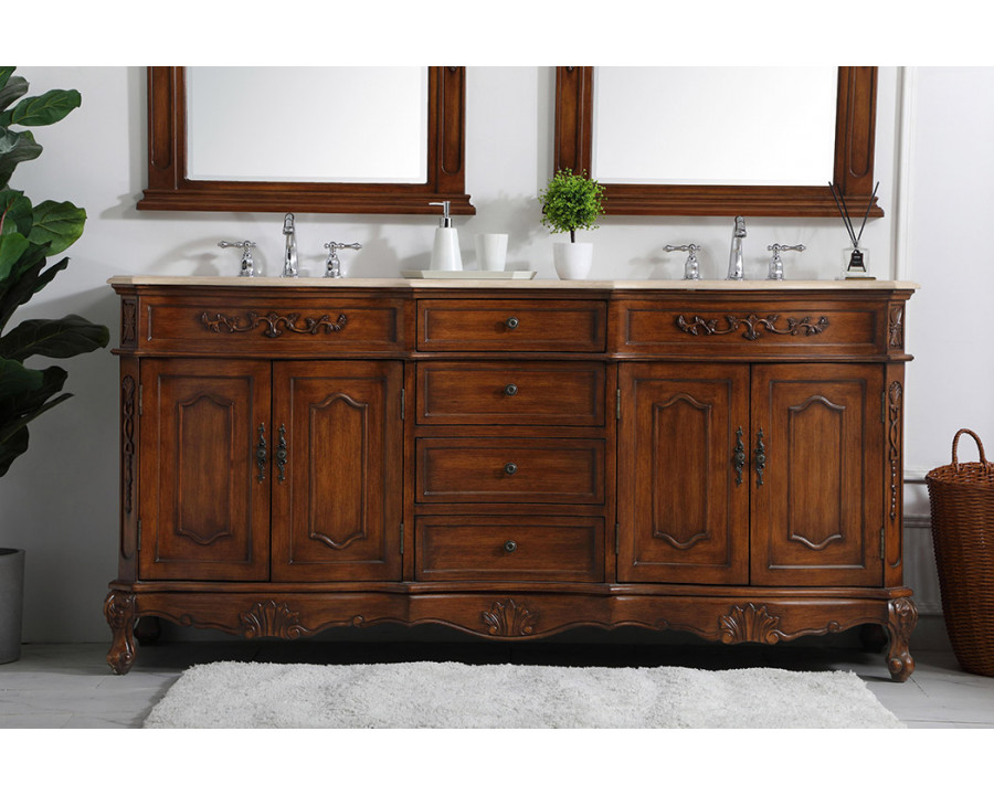 Elegant Danville Double Vanity Sink Set - Teak (VF10172DTK)