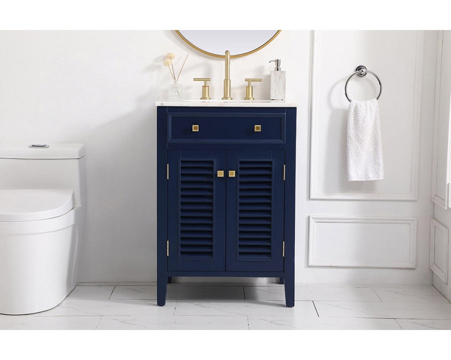 Elegant Cape Cod Free Standing Single Bathroom Vanity Set - Blue, L 24" (VF10424BL)