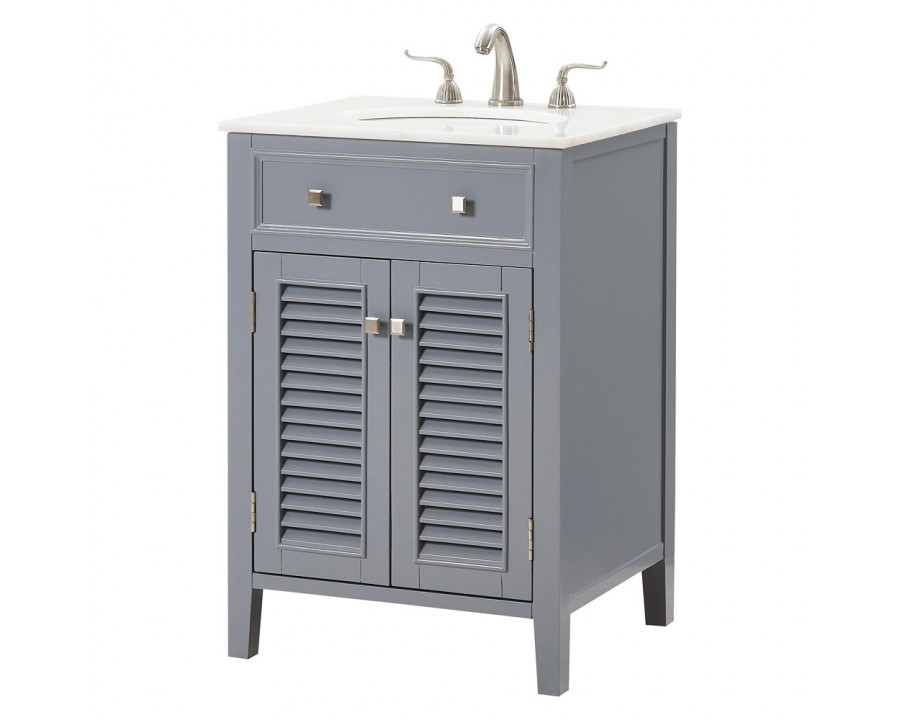 Elegant Cape Cod Free Standing Single Bathroom Vanity Set - Gray, L 24" (VF10424GR)