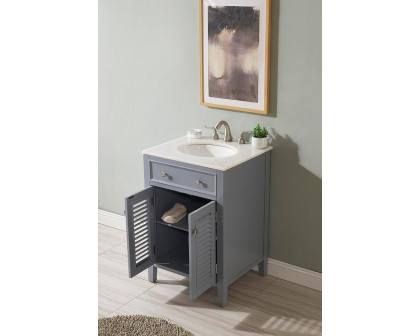 Elegant Cape Cod Free Standing Single Bathroom Vanity Set - Gray, L 24" (VF10424GR)