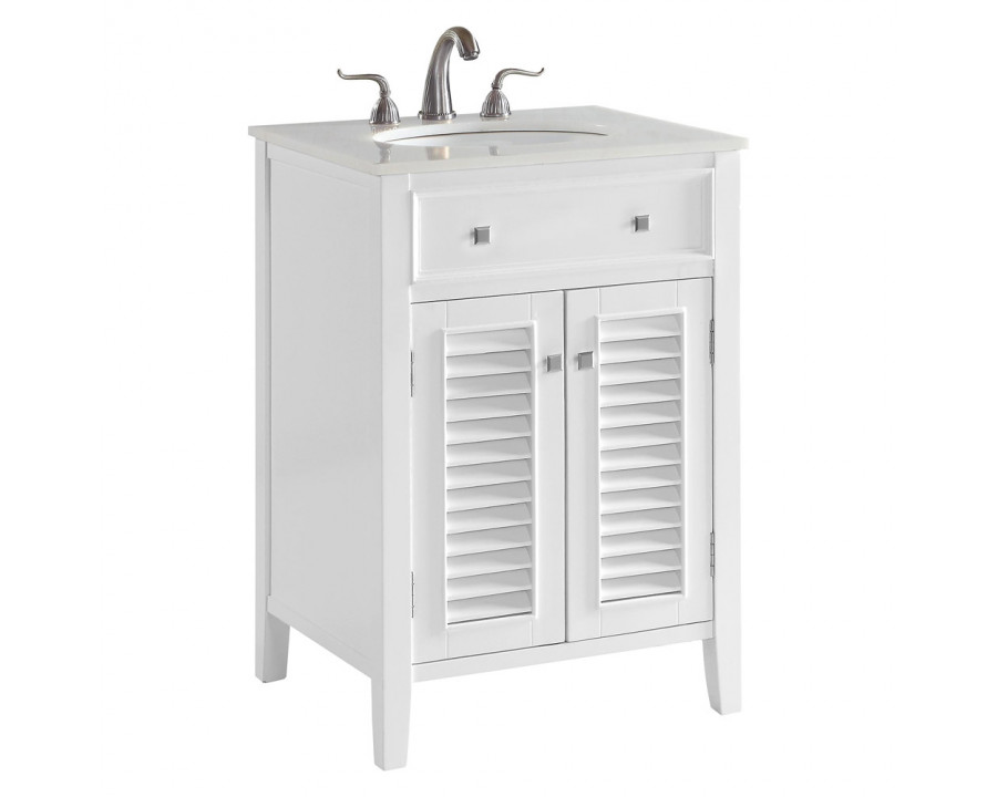 Elegant Cape Cod Free Standing Single Bathroom Vanity Set - White, L 24" (VF10424WH)