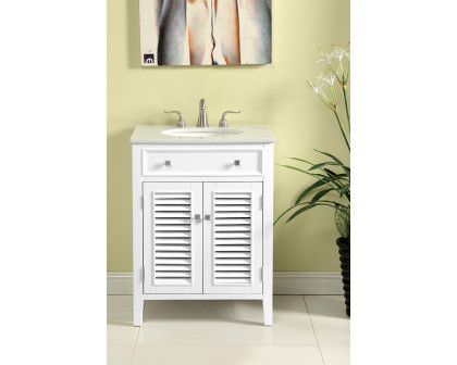 Elegant Cape Cod Free Standing Single Bathroom Vanity Set - White, L 24" (VF10424WH)