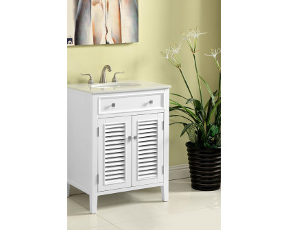 Elegant Cape Cod Free Standing Single Bathroom Vanity Set - White, L 24" (VF10424WH)