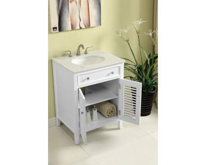 Elegant Cape Cod Free Standing Single Bathroom Vanity Set - White, L 24" (VF10424WH)