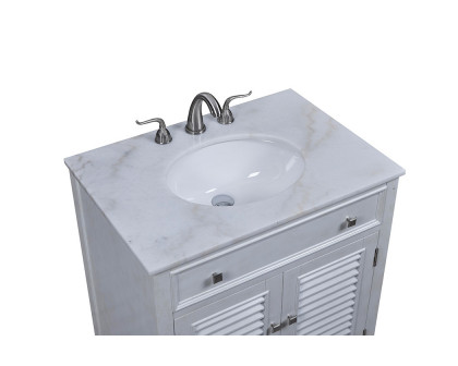 Elegant Cape Cod Free Standing Single Bathroom Vanity Set - Antique White, L 30" (VF10430AW)