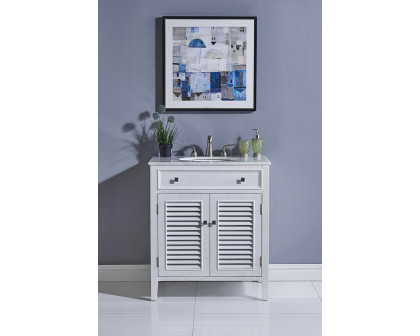 Elegant Cape Cod Free Standing Single Bathroom Vanity Set - Antique White, L 30" (VF10430AW)