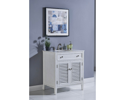 Elegant Cape Cod Free Standing Single Bathroom Vanity Set - Antique White, L 30" (VF10430AW)