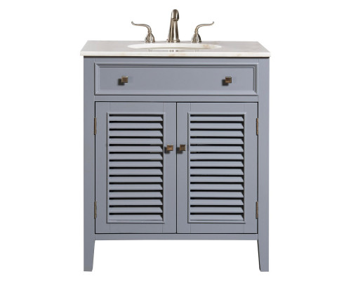 Elegant Cape Cod Free Standing Single Bathroom Vanity Set - Gray, L 30" (VF10430GR)