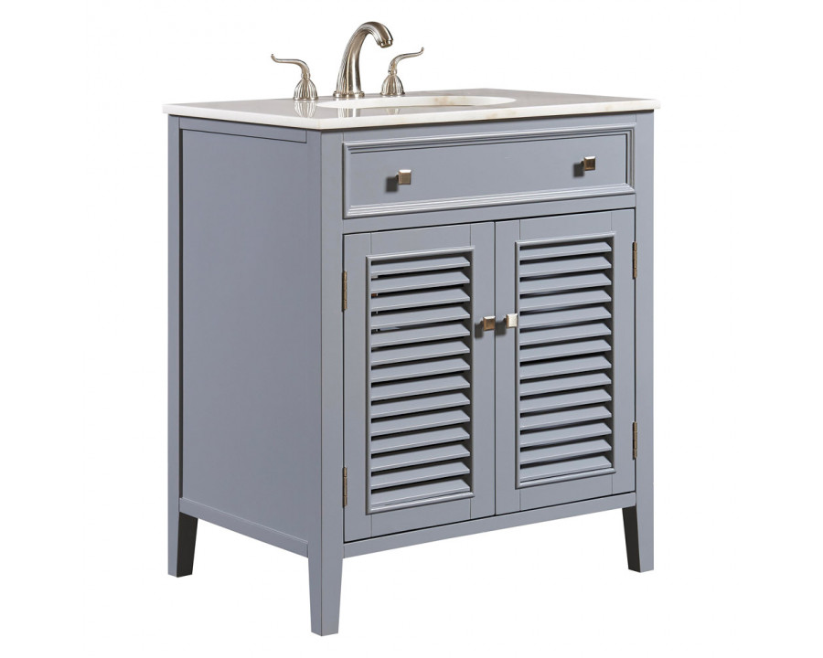 Elegant Cape Cod Free Standing Single Bathroom Vanity Set - Gray, L 30" (VF10430GR)