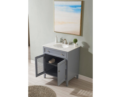 Elegant Cape Cod Free Standing Single Bathroom Vanity Set - Gray, L 30" (VF10430GR)