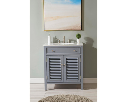 Elegant Cape Cod Free Standing Single Bathroom Vanity Set - Gray, L 30" (VF10430GR)