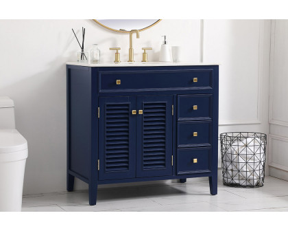 Elegant Cape Cod 36" Free Standing Single Bathroom Vanity Set - Blue (VF10436BL)