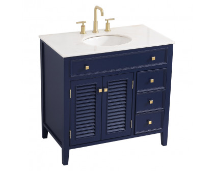 Elegant Cape Cod 36" Free Standing Single Bathroom Vanity Set - Blue (VF10436BL)