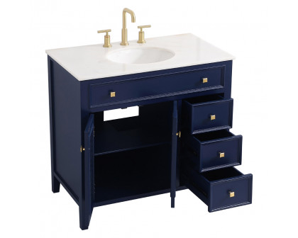 Elegant Cape Cod 36" Free Standing Single Bathroom Vanity Set - Blue (VF10436BL)