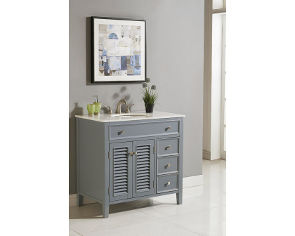 Elegant Cape Cod 36" Free Standing Single Bathroom Vanity Set - Gray (VF10436GR)