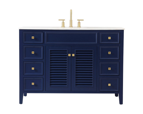 Elegant Cape Cod 48" Free Standing Single Bathroom Vanity Set - Blue (VF10448BL)