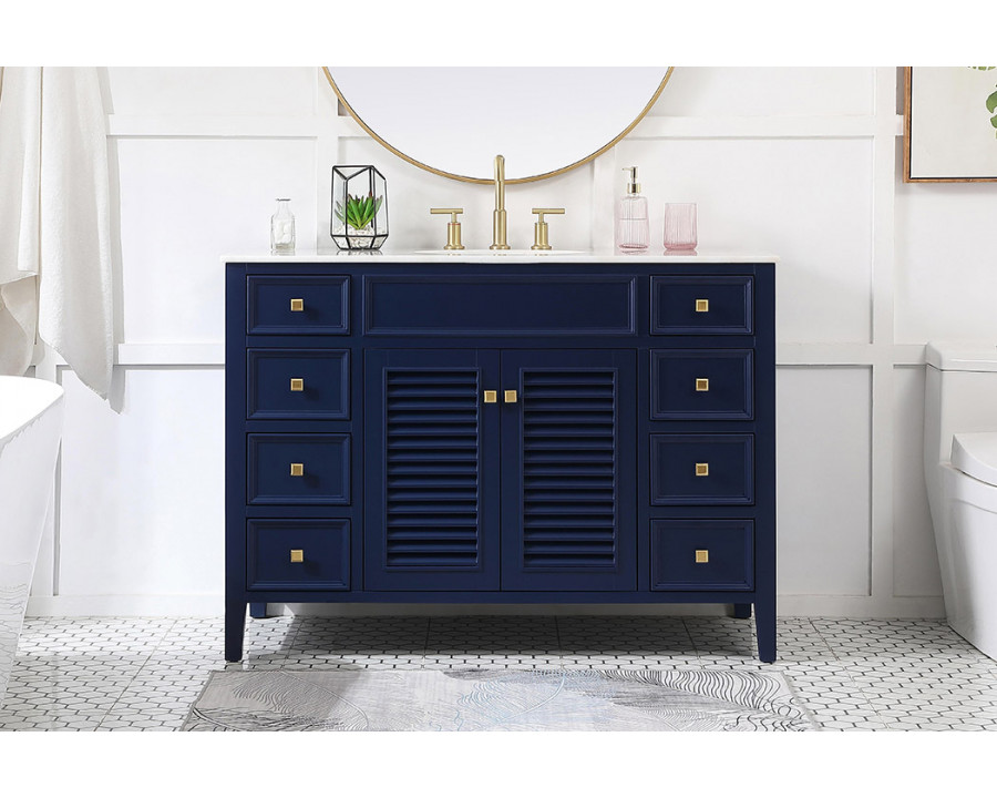 Elegant Cape Cod 48" Free Standing Single Bathroom Vanity Set - Blue (VF10448BL)